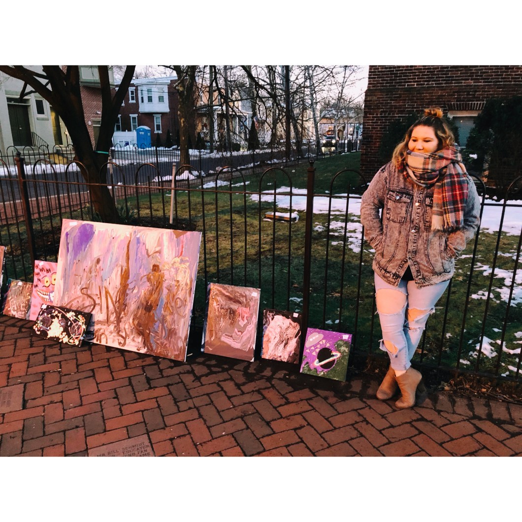 View of artwork and me